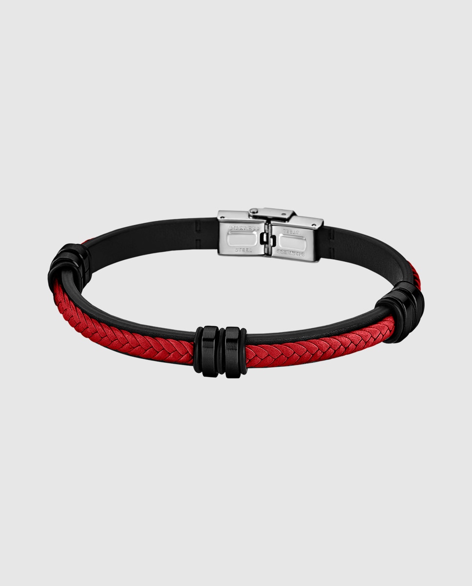 Pulseira Lotus Style Ls1829-2/9 Urban Man de Aço Inoxidável com Acabamento Brilhante Preto / Vermelho-1