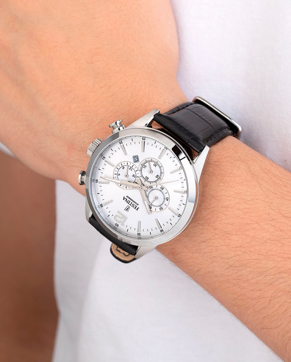 Relógio F20542/1 Timeless Chronograph de Pele em Preto Preto-3