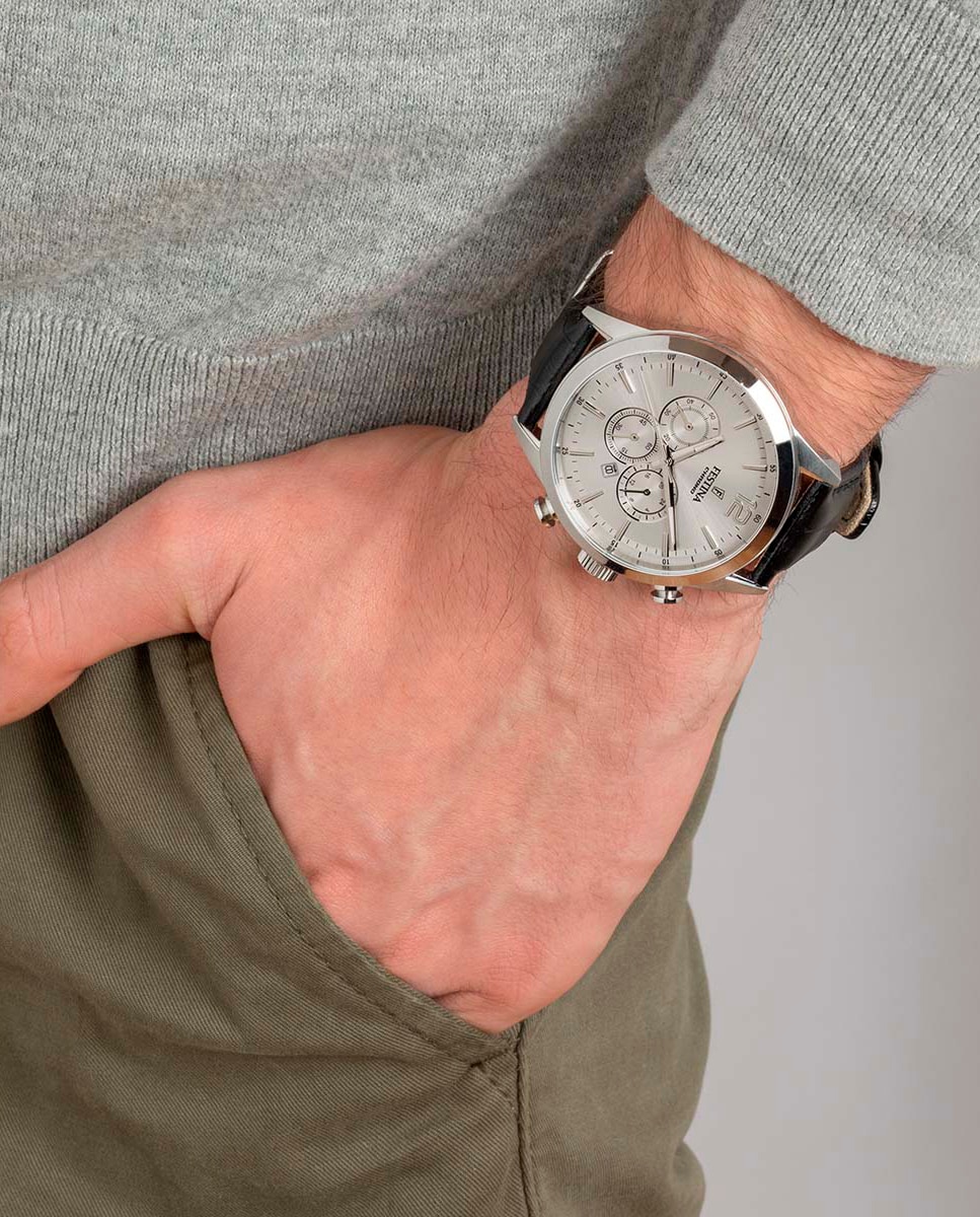 Relógio F20542/1 Timeless Chronograph de Pele em Preto Preto-4
