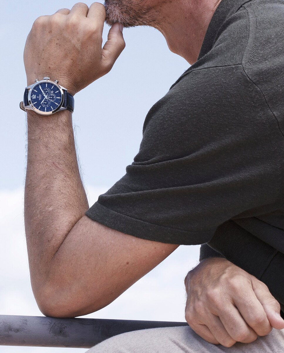 Relógio F20542/2 Timeless Chronograph de Pele em Azul Azul-3
