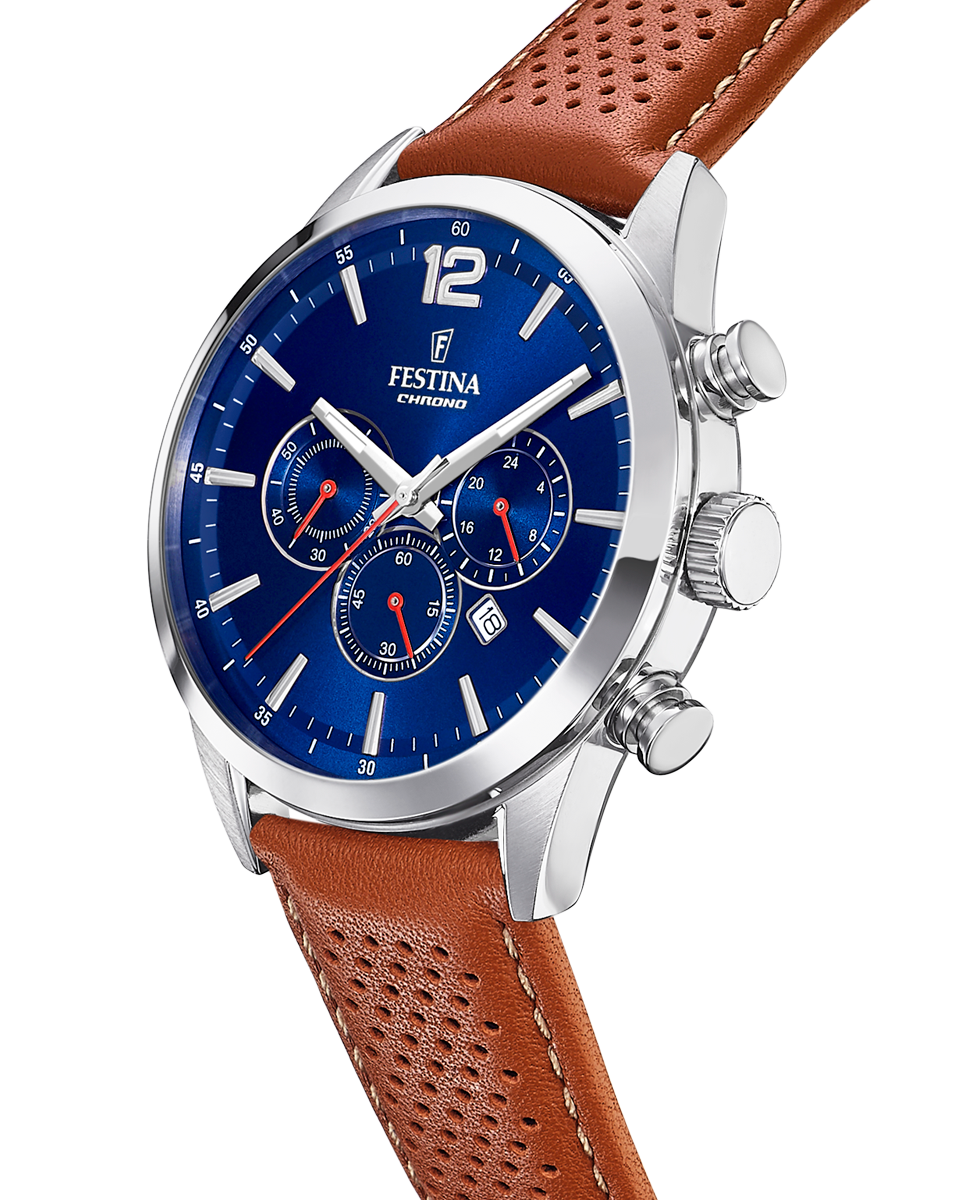 Relógio F20542/3 Timeless Chronograph de Pele em Castanho Castanho-3