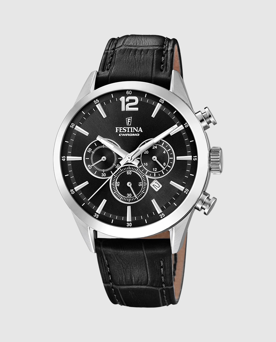 Relógio F20542/5 Timeless Chronograph de Pele em Preto Preto-1