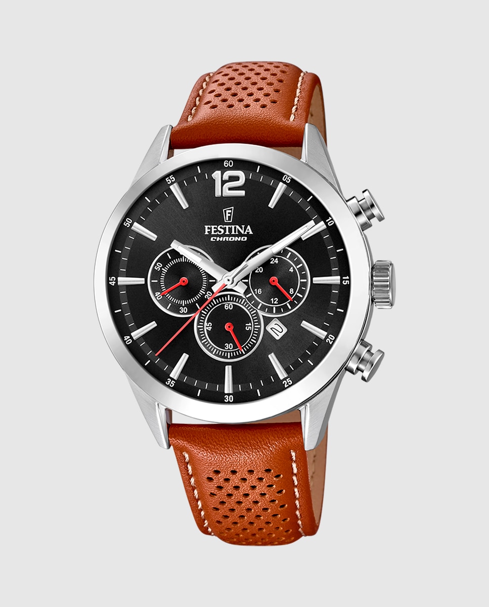 Relógio F20542/6 Timeless Chronograph de Pele em Castanho Castanho-1
