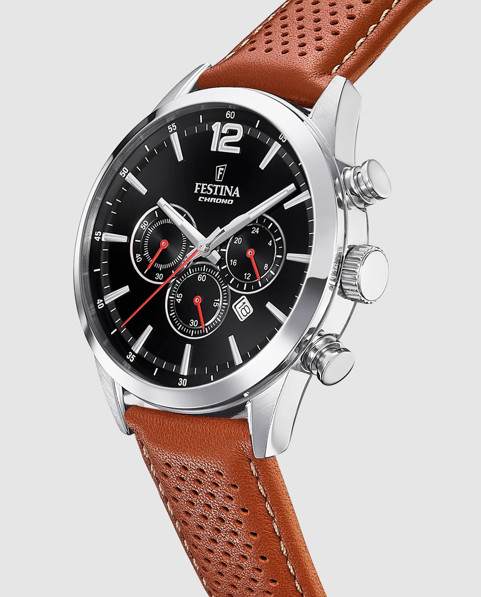 Relógio F20542/6 Timeless Chronograph de Pele em Castanho Castanho-2