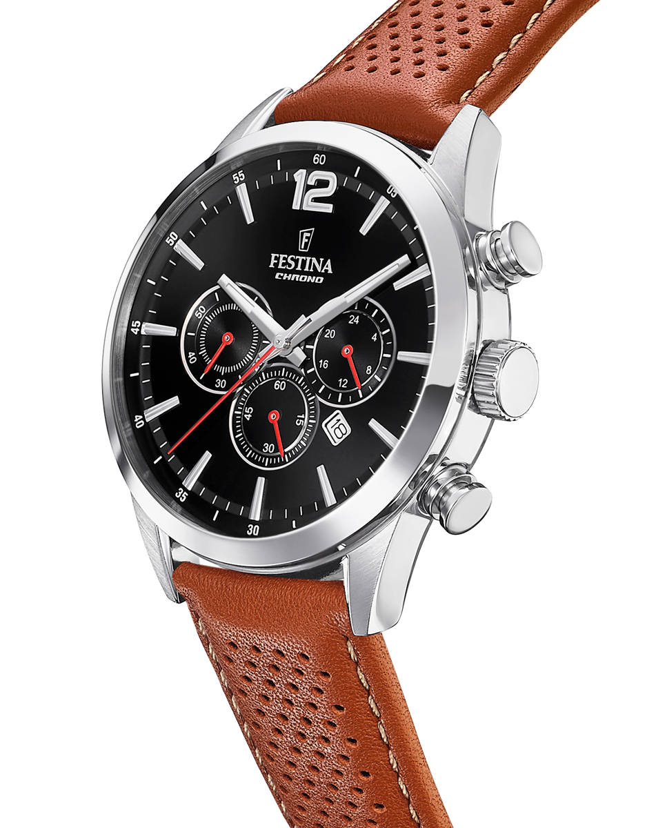 Relógio F20542/6 Timeless Chronograph de Pele em Castanho Castanho-3