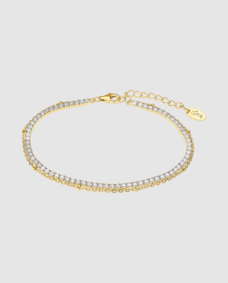 Pulseira Tennis Lotus Silver Lp3181-2 2 Pure Essential de Prata com Acabamento Brilhante Dourado-1