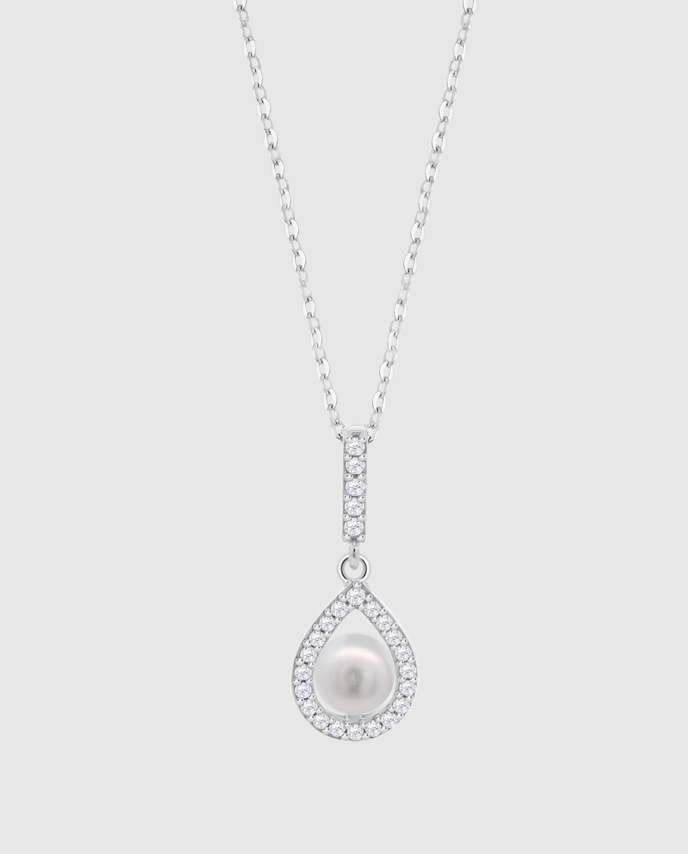 Colar Lotus Silver Lp3198-1/1 Pearls de Prata com Acabamento Brilhante e Zircónios Branco-1