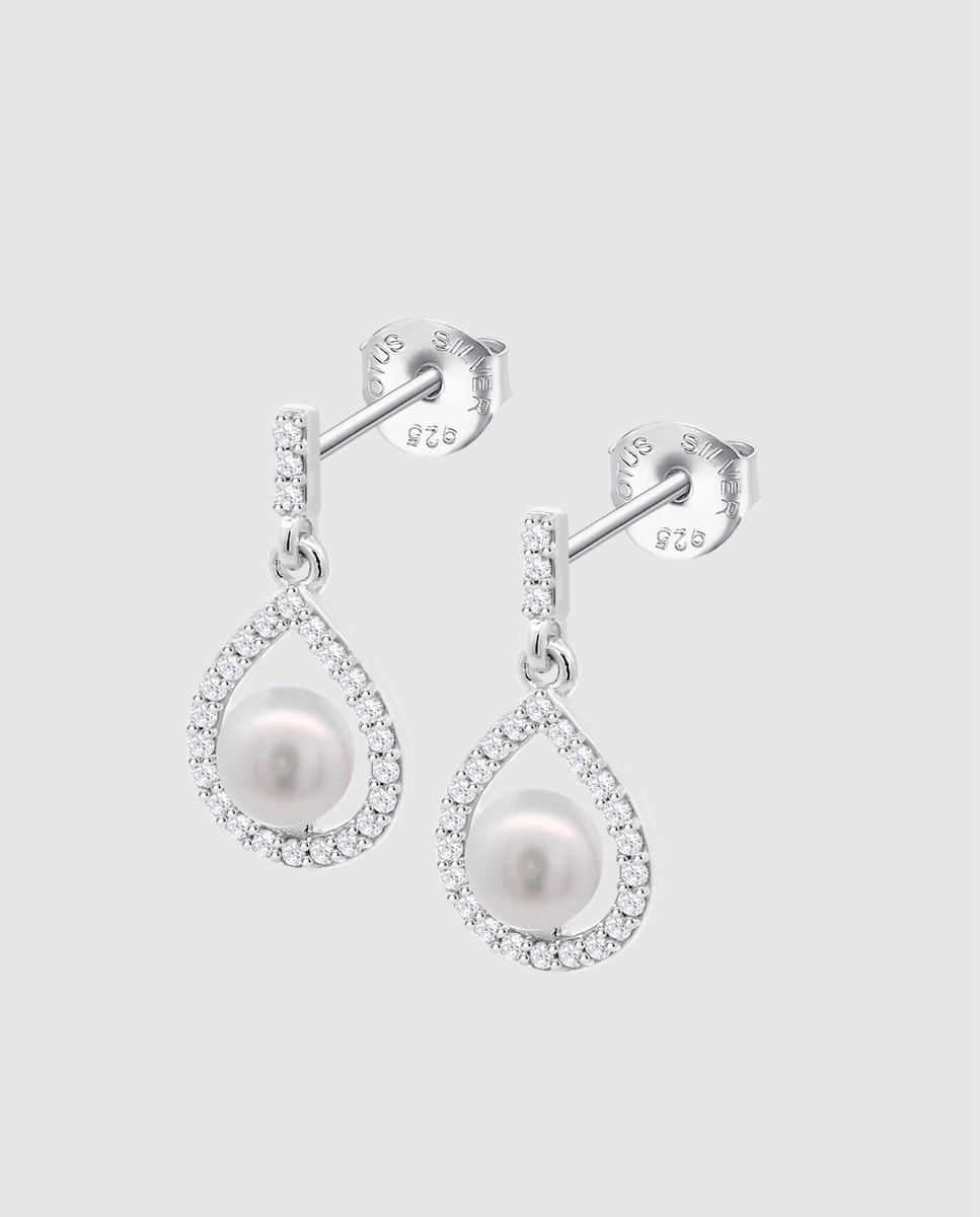 Brincos Lotus Silver Lp3198-4/1 Pearls de Prata com Acabamento Brilhante e Zirconita Branco-1