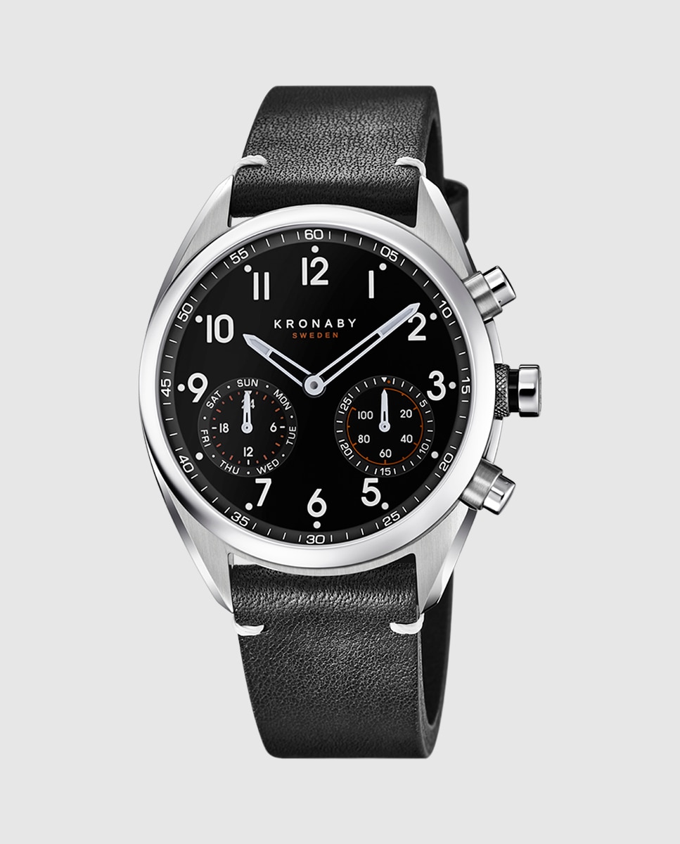 Smartwatch S3763 2 Apex de Pele em Preto Preto-1