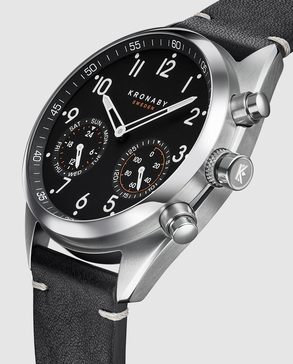 Smartwatch S3763 2 Apex de Pele em Preto Preto-3