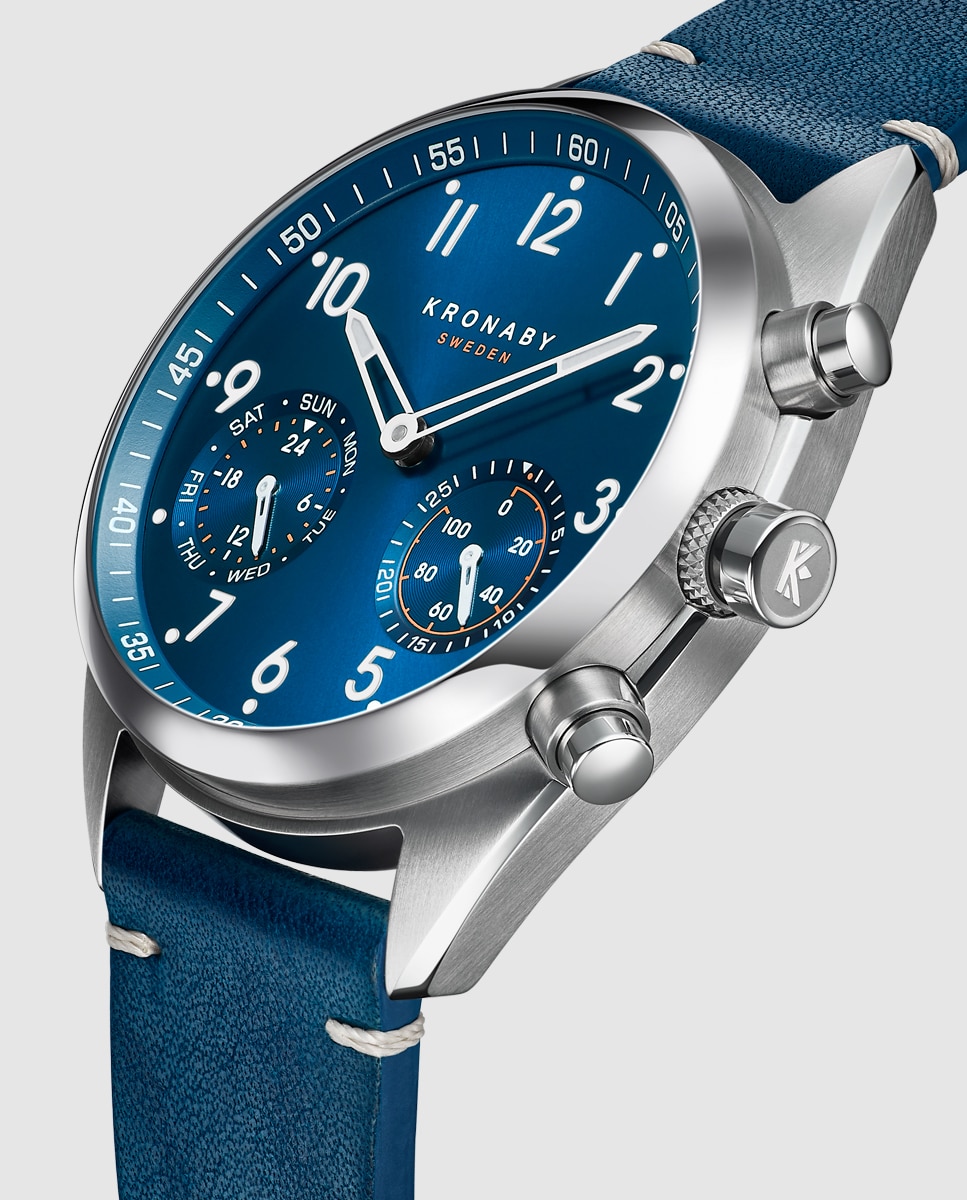 Smartwatch S3764 2 Apex de Pele em Azul Azul-3
