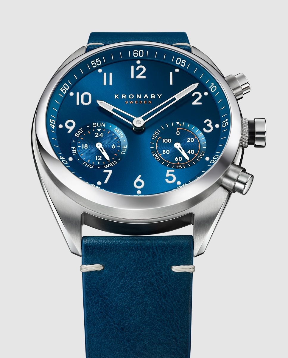 Smartwatch S3764 2 Apex de Pele em Azul Azul-4