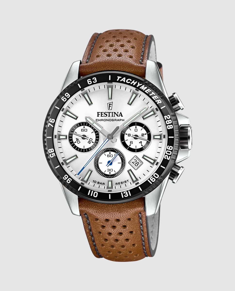 Relógio F20561/1 Timeless Chronograph de Pele em Castanho Castanho-1
