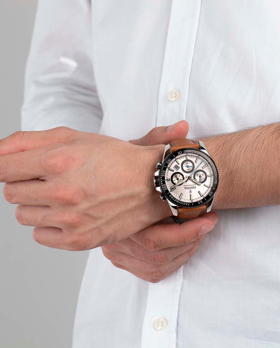 Relógio F20561/1 Timeless Chronograph de Pele em Castanho Castanho-3