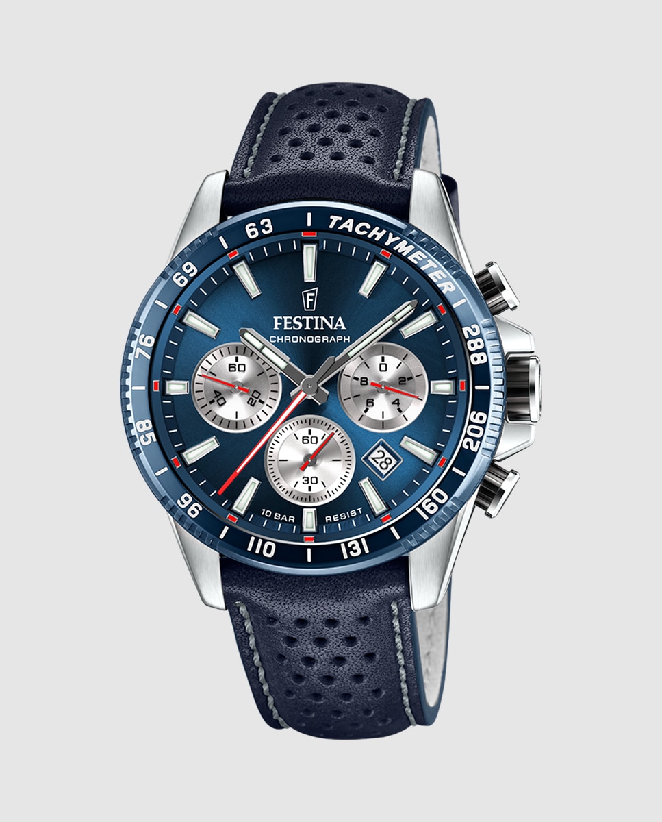 Relógio F20561/2 Timeless Chronograph de Pele em Azul Azul-1