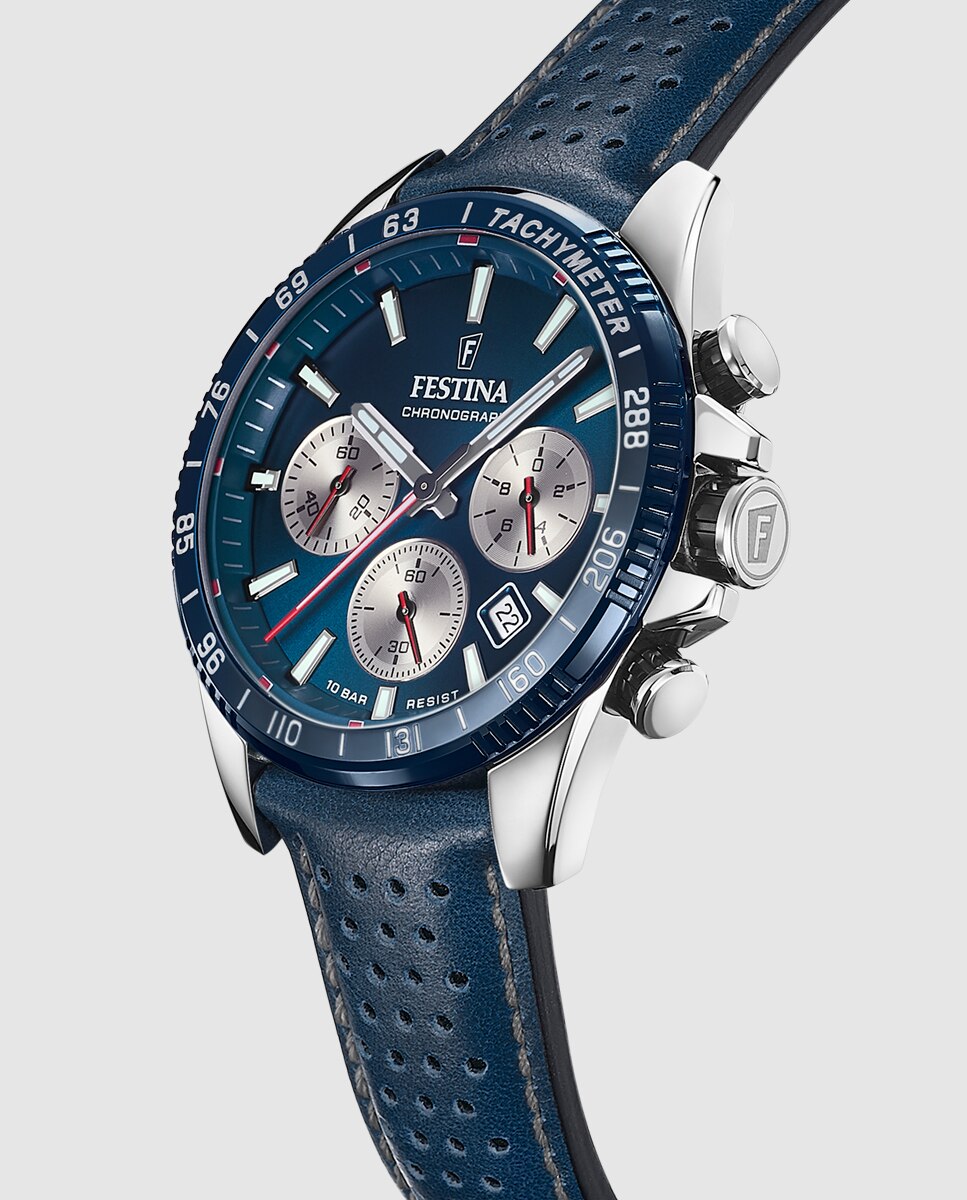 Relógio F20561/2 Timeless Chronograph de Pele em Azul Azul-2