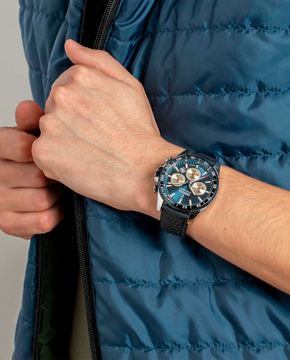 Relógio F20561/2 Timeless Chronograph de Pele em Azul Azul-3