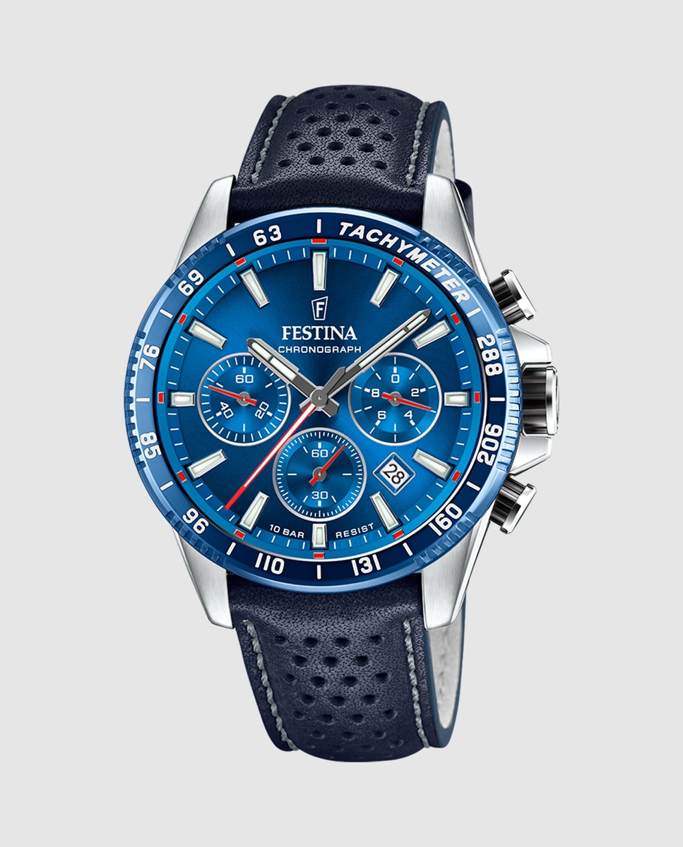 Relógio F20561/3 Timeless Chronograph de Pele em Azul Azul-1