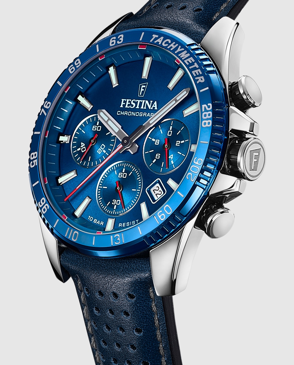 Relógio F20561/3 Timeless Chronograph de Pele em Azul Azul-2