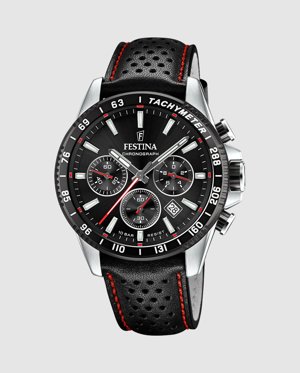 Relógio F20561/4 Timeless Chronograph de Pele em Preto Preto-1