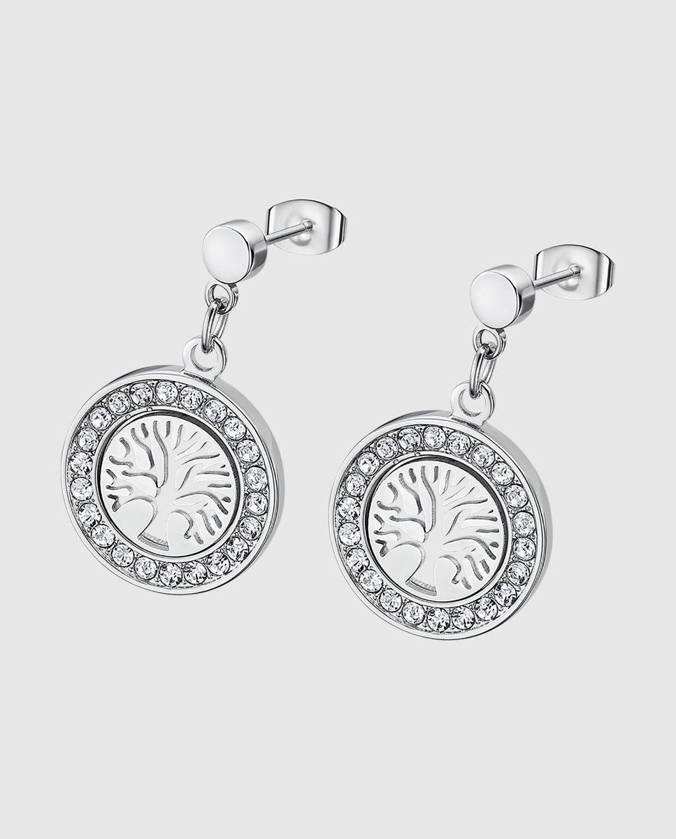 Brincos Lotus Style Ls2181-4/1 Tree Of Life de Aço Inoxidável com Acabamento Brilhante Prateado-1