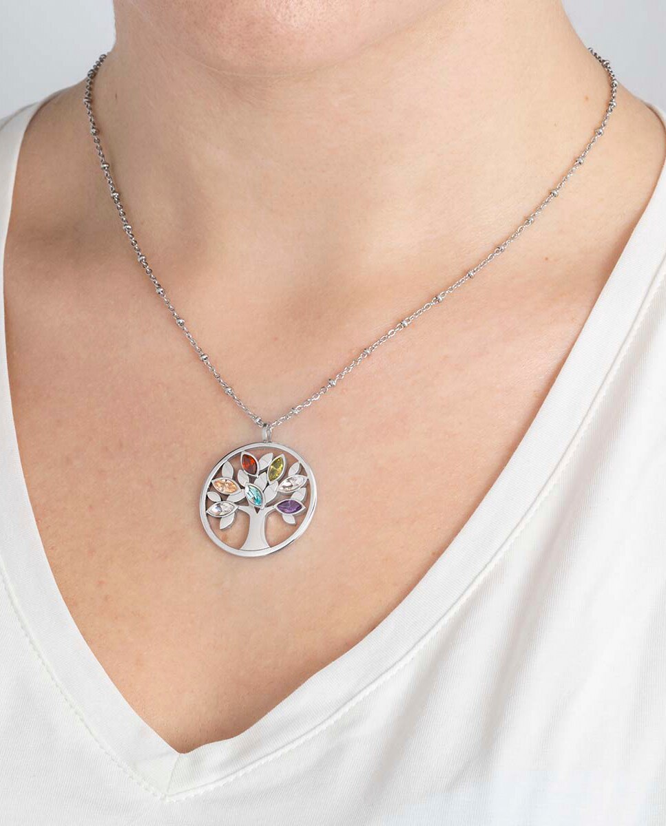 Colar Lotus Style Ls2192-1/1 Tree Of Life de Aço Inoxidável com Acabamento Brilhante Prateado-2