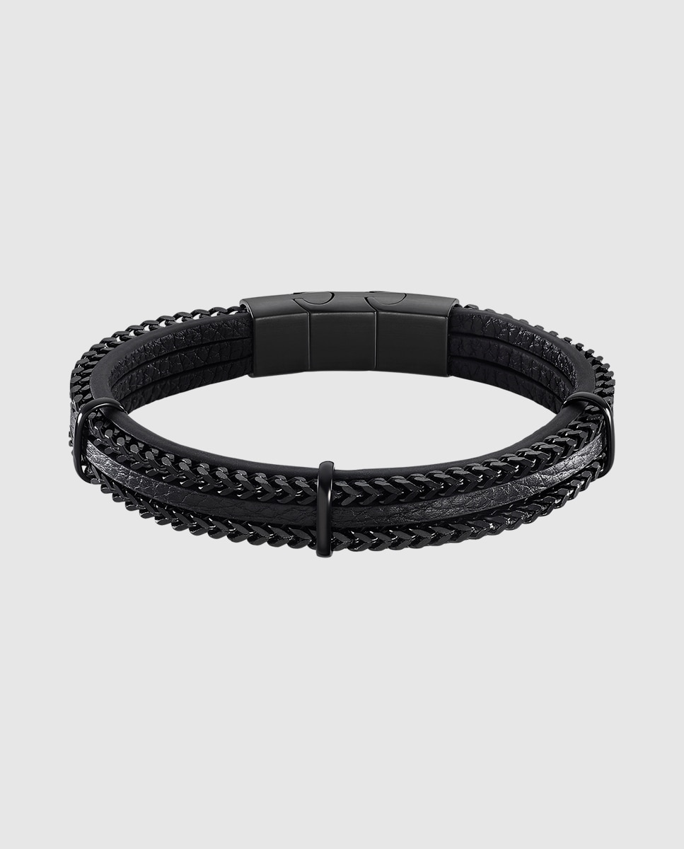 Pulseira Lotus Style Ls2206-2/1 Men Basic de Couro com Acabamento Mate Preto-1