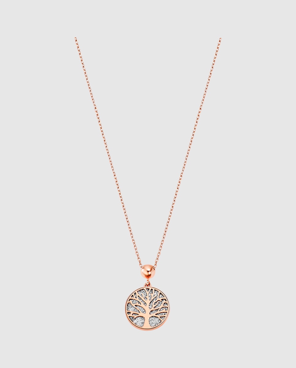 Colar Lotus Style Ls2225-1/2 Tree Of Life de Aço Inoxidável com Acabamento Brilhante Prata / Rosa-1