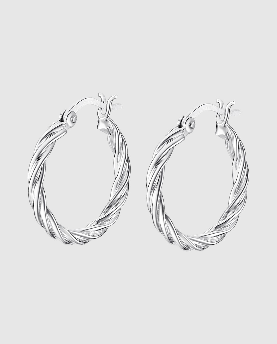 Brincos Lotus Silver Lp3278-4/1 Hoops de Prata com Acabamento Brilhante Prateado-1