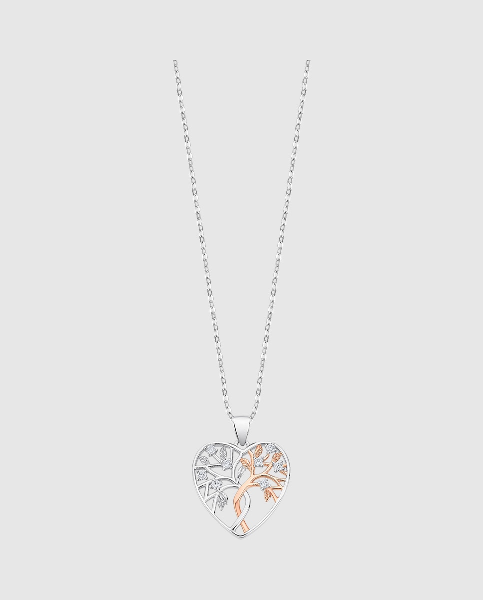 Colar Lotus Silver Lp3304-1/1 Tree Of Life de Prata com Acabamento Brilhante e Zircónios Prata / Laranja / Carbono-1