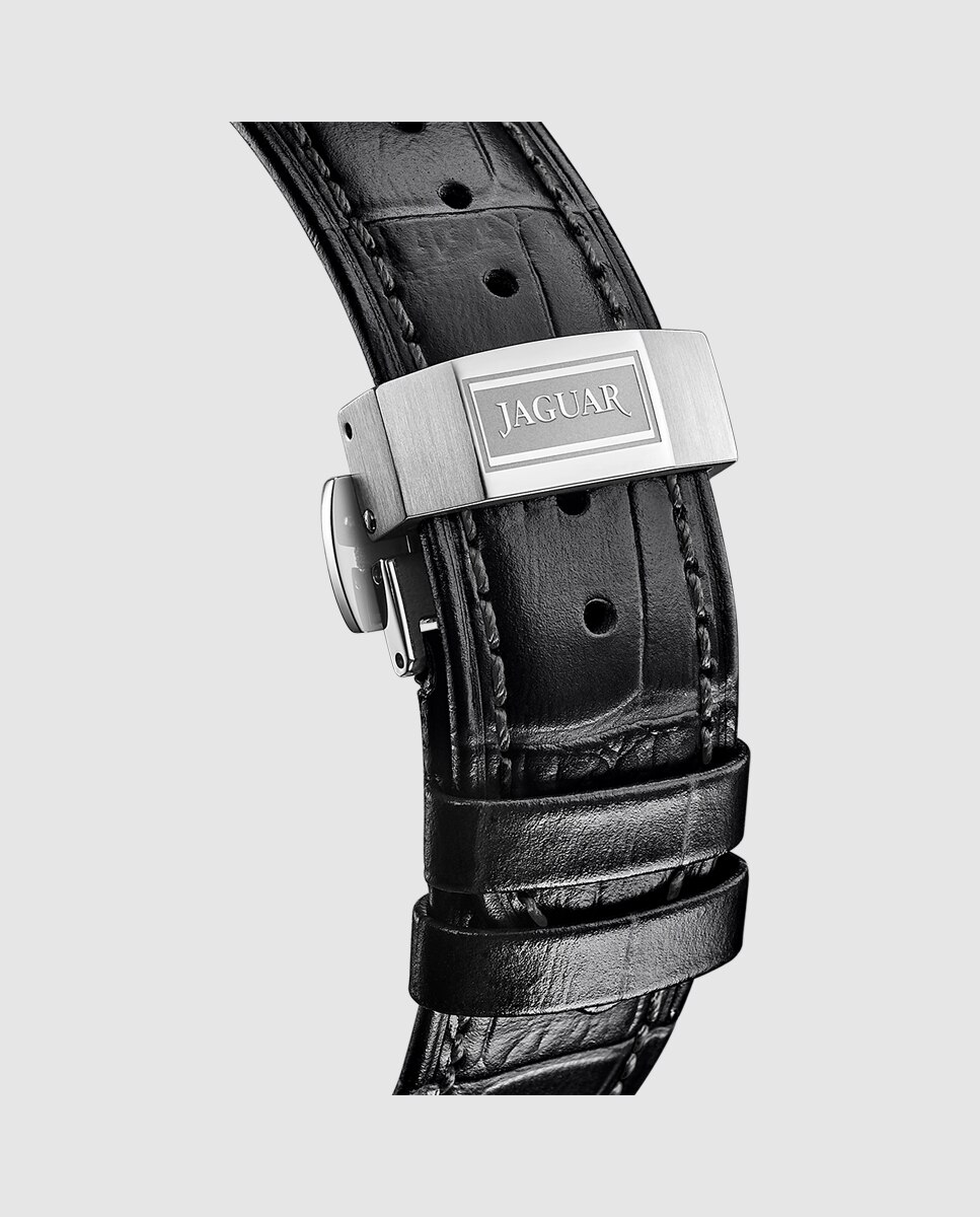Relógio J966/1 Automático de Pele em Preto Preto-4