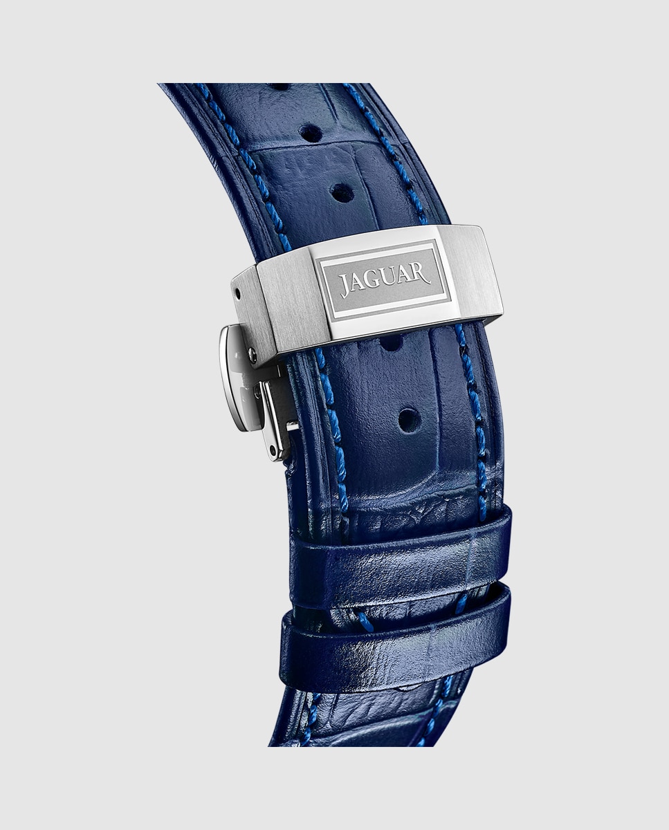 Relógio J966/3 Automático de Pele em Azul Azul-4