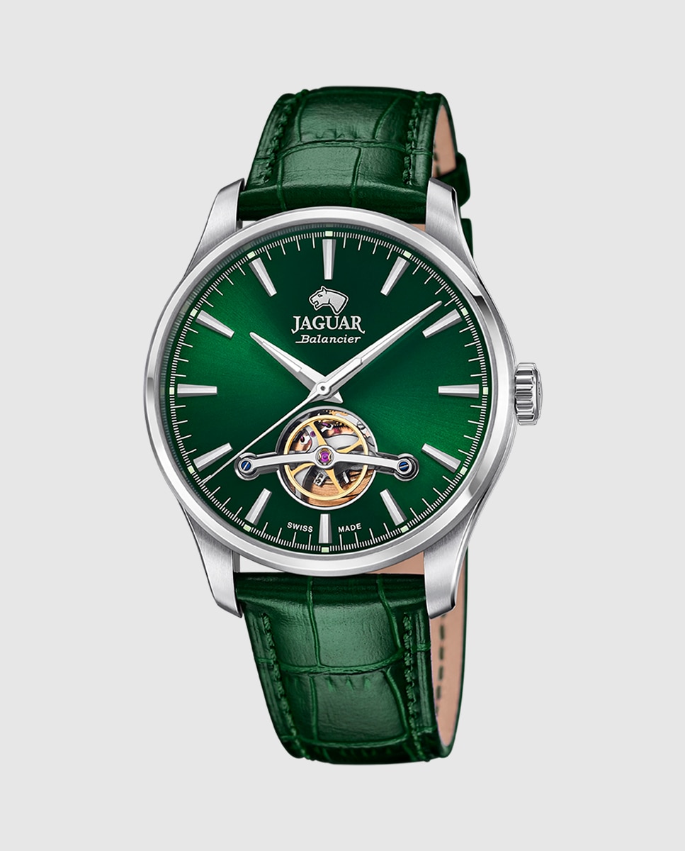 Relógio J966/4 Automático de Pele em Verde Verde-1