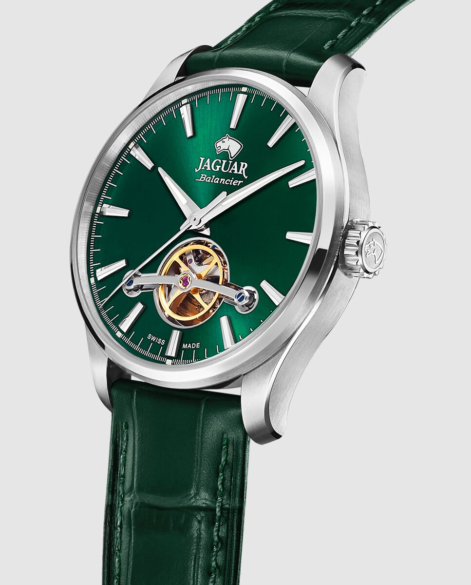 Relógio J966/4 Automático de Pele em Verde Verde-2