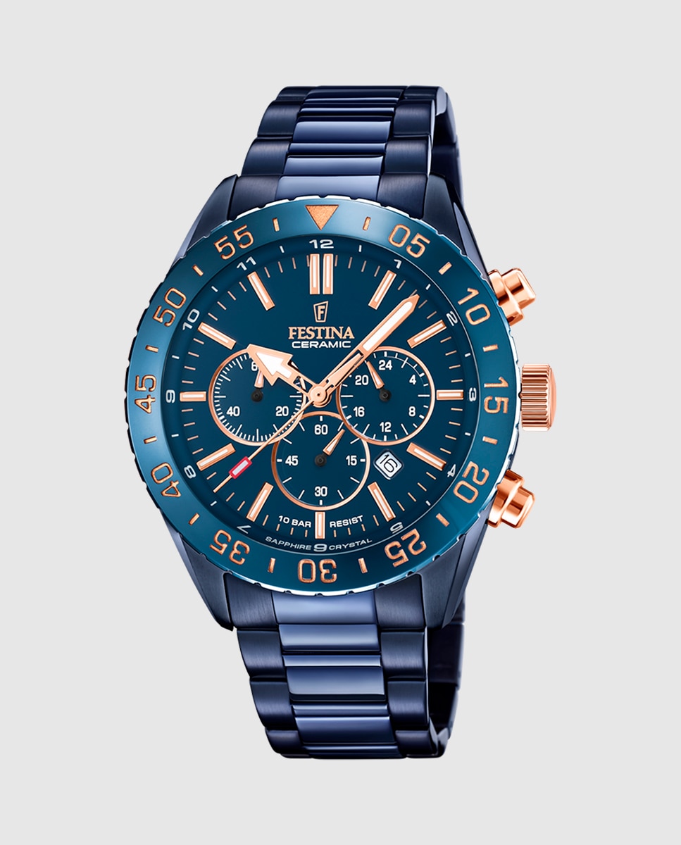 Relógio F20576/1 Ceramic de Aço em Azul Azul-1