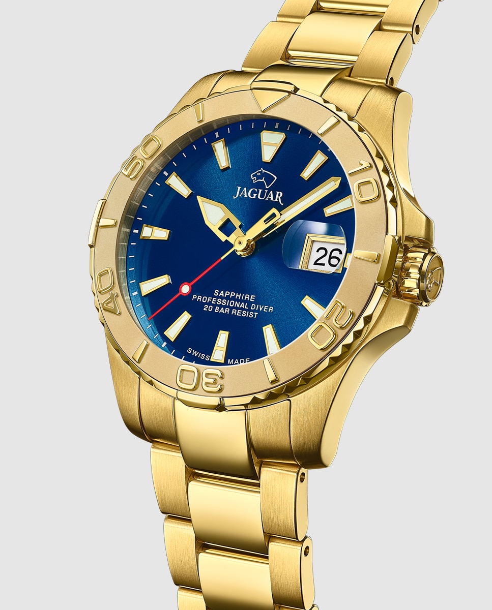 Relógio J971/2 Couple Diver de Aço Dourado Ouro-2