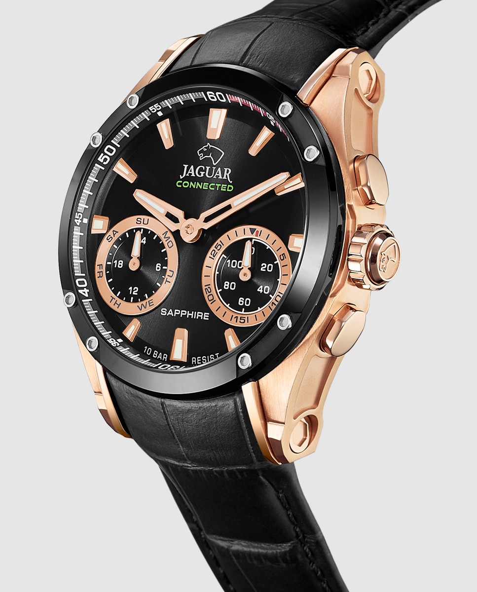 Smartwatch J959 1 Connected de Pele em Preto Preto-3
