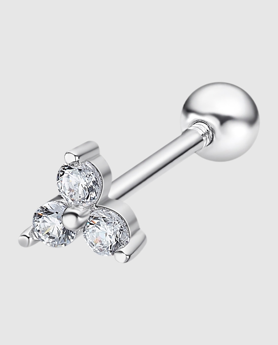 Piercing Lotus Silver Lp3372-9 1 Ear Party de Prata com Acabamento Brilhante Prateado-1