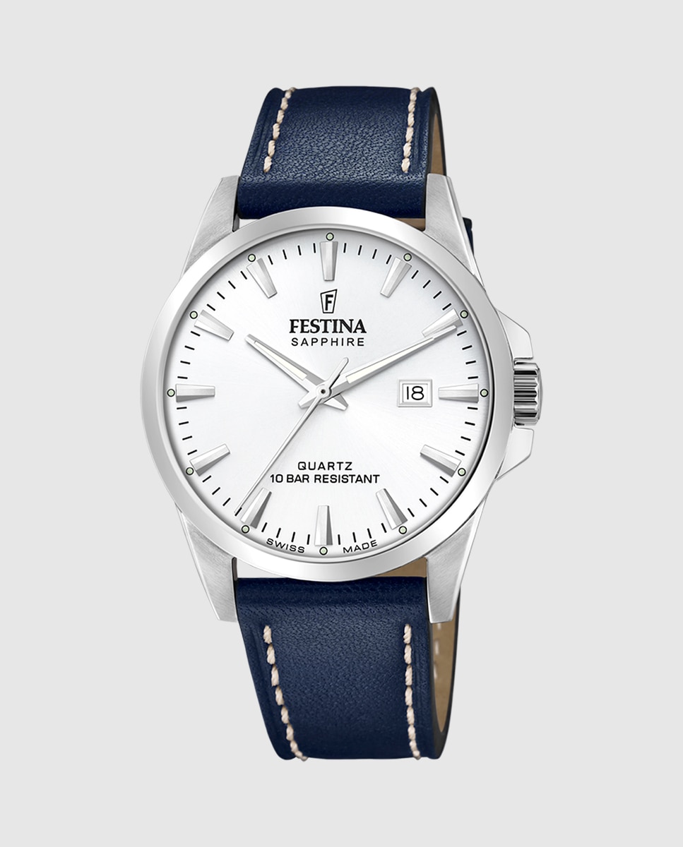 Relógio F20025/2 Swiss Made de Pele em Azul Azul-1