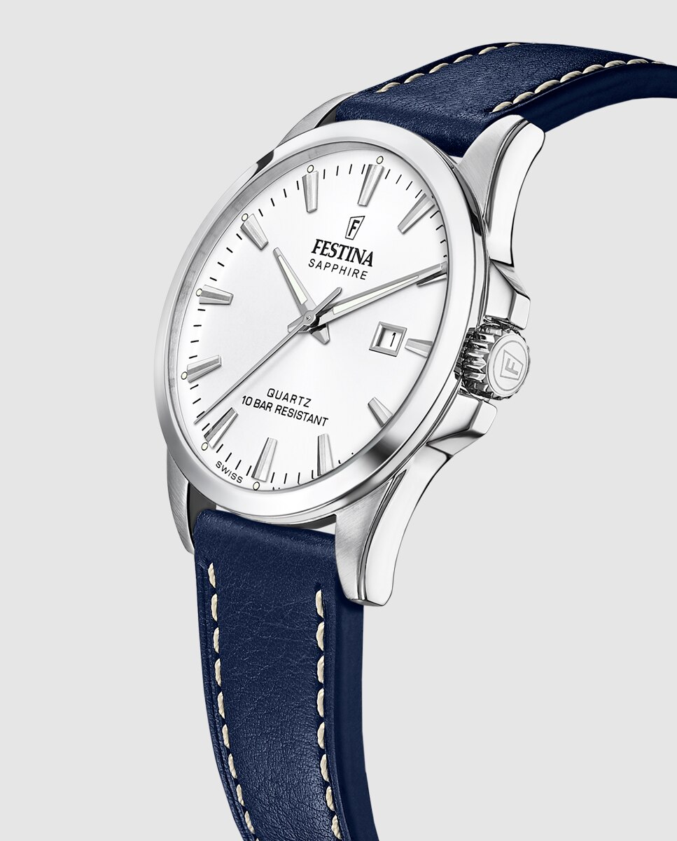 Relógio F20025/2 Swiss Made de Pele em Azul Azul-2