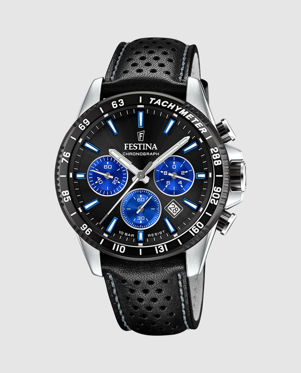 Relógio F20561/6 Timeless Chronograph de Pele em Preto Preto-1