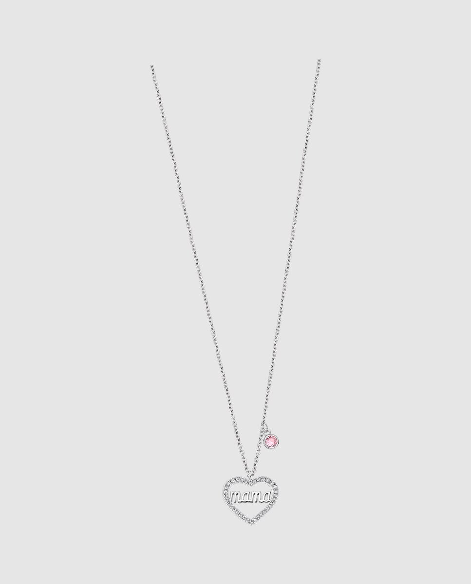 Colar Lotus Silver Lp3398-1/1 Mother's Love de Prata com Acabamento Brilhante e Zirconita Prata / Rosa-1