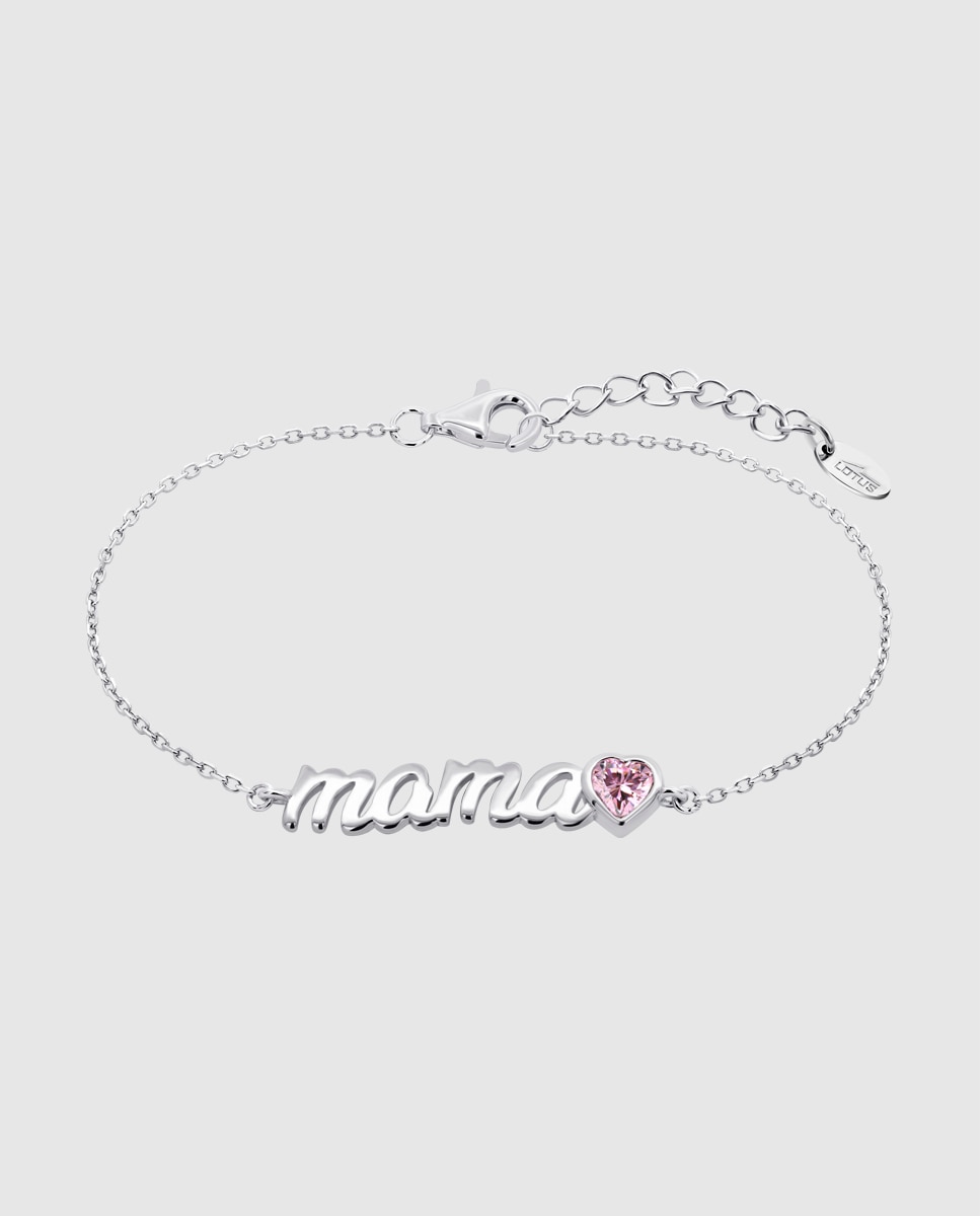 Pulseira Lotus Silver Lp1808-2/8 Mother's Love de Prata com Acabamento Brilhante e Zircônias Rosa-1