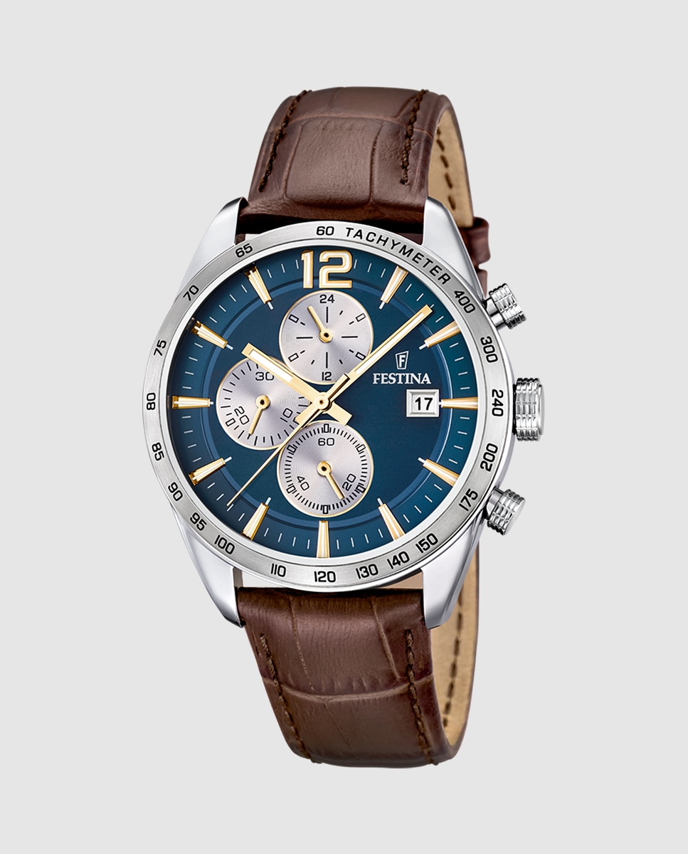 Relógio F16760/7 Timeless Chronograph de Pele em Castanho Castanho-1