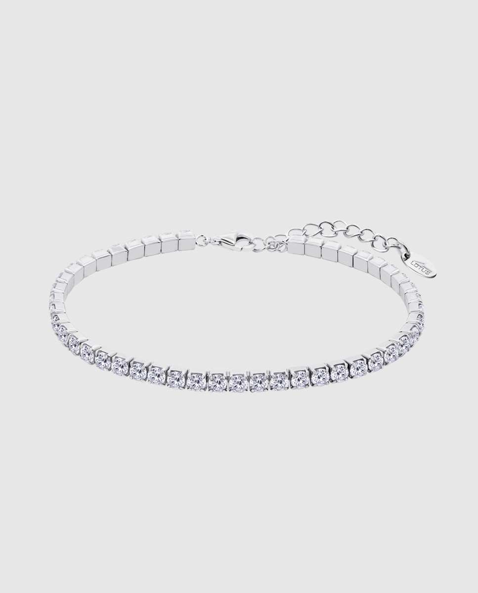 Pulseira Tennis Lotus Silver Lp3452-2 1 Pure Essential de Prata com Acabamento Brilhante e Zircônias Branco-1