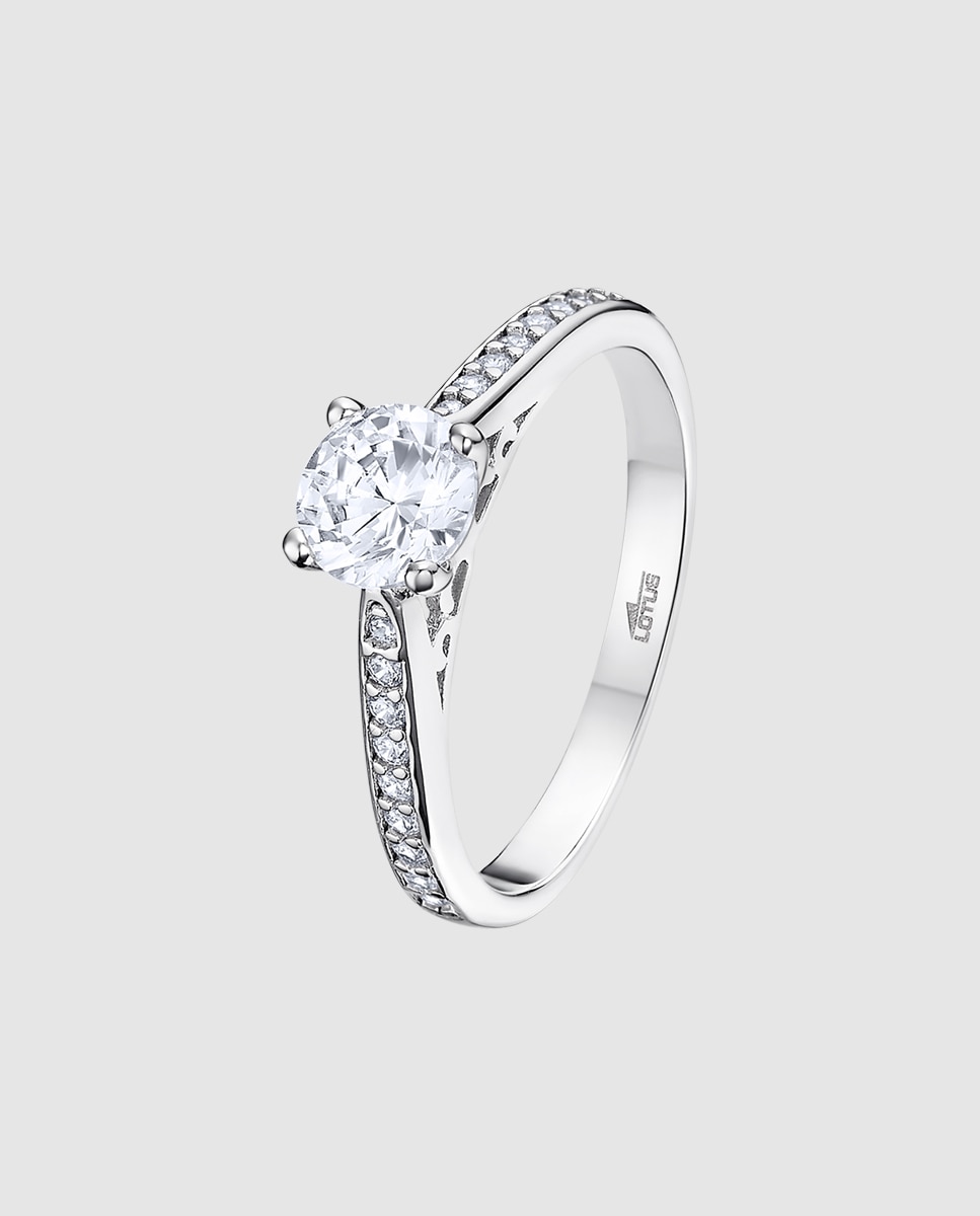 Anel Lotus Silver Lp3441-3 Pure Essential de Prata com Acabamento Brilhante e Zirconita Branco-1