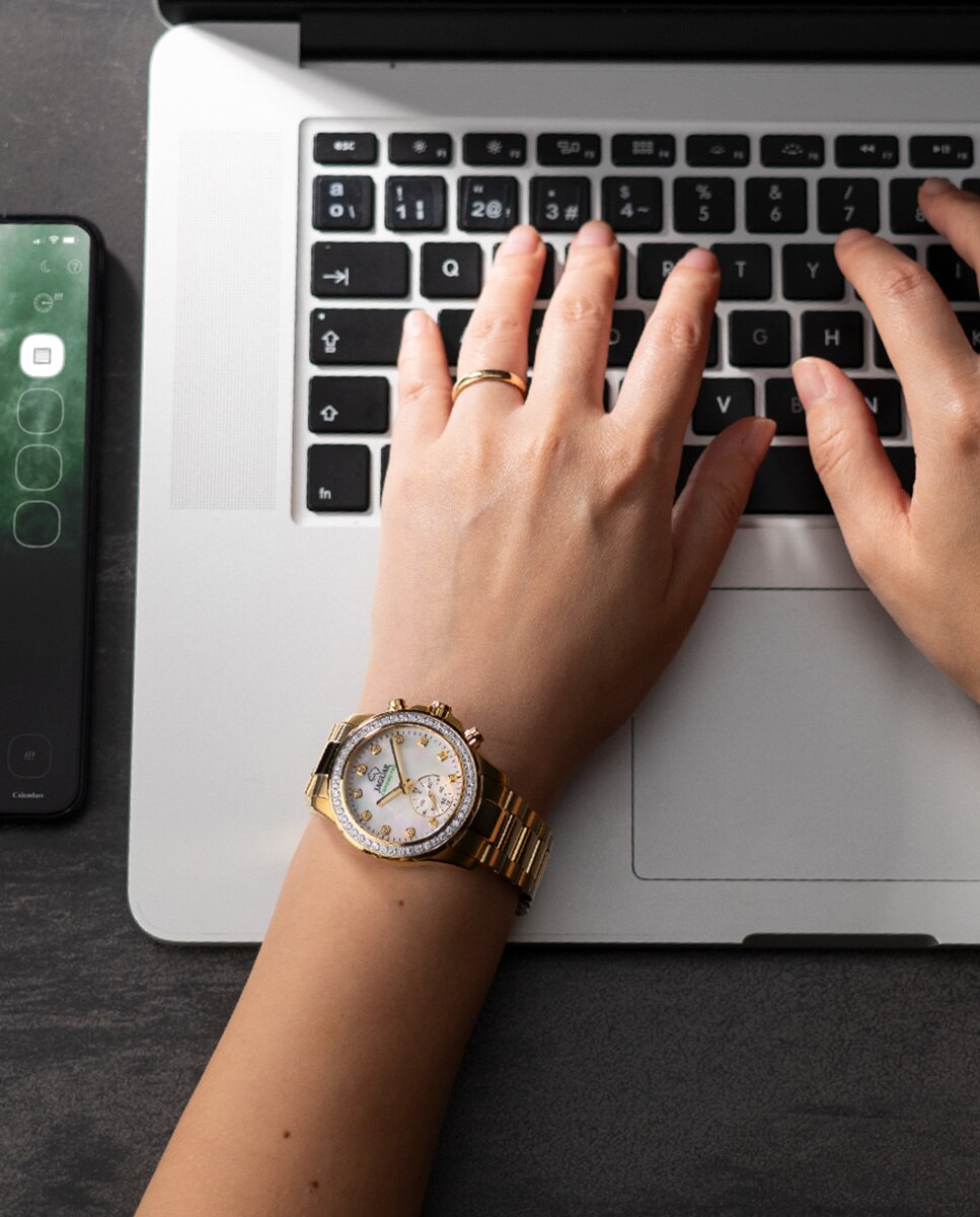 Smartwatch J983 1 Connected Lady de Aço em Dourado Ouro-5