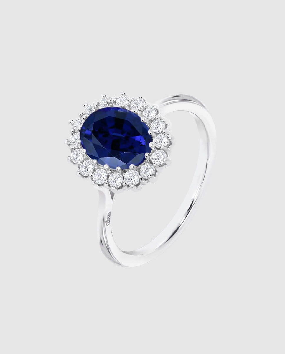Anel Lotus Silver Lp3459-3 Pure Essential de Prata com Acabamento Brilhante e Zirconita Azul / Branco-1
