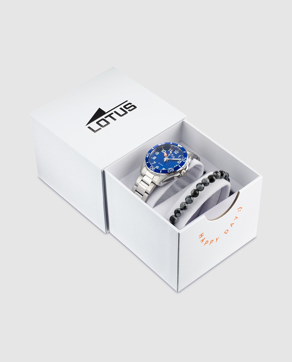 Relógio Infantil 18860/1 Junior Collection de Aço Prateado com Pulseira de Oferta Azul-1