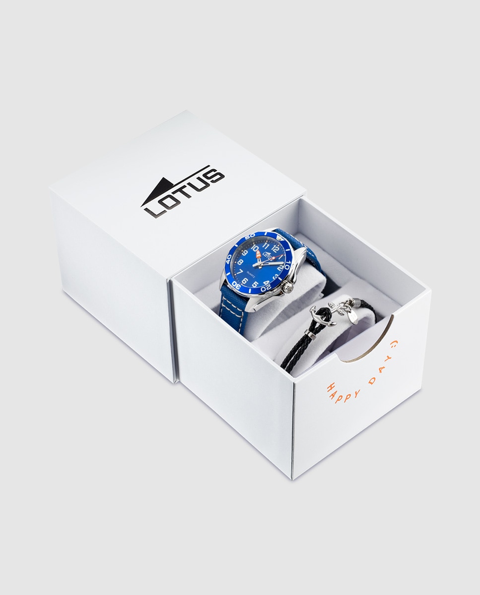 Relógio Infantil 18861/1 Junior Collection de Pele em Azul com Pulseira de Oferta Azul-elétrico-1